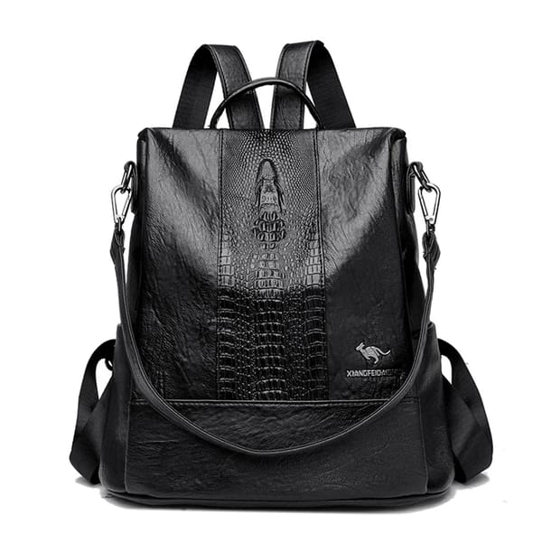 Stylish Crocodile Pattern Leather Backpack with Large Capacity