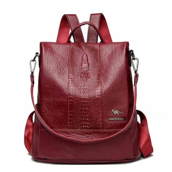 Stylish Crocodile Pattern Leather Backpack with Large Capacity