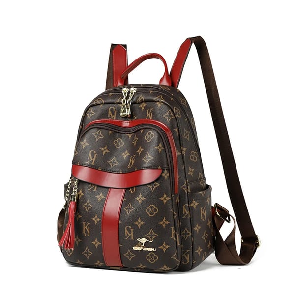 Fashionable PU Leather Backpack with Tassels and Large Capacity