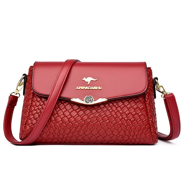 Luxury PU Leather Knitted Shoulder Crossbody Bag for Women
