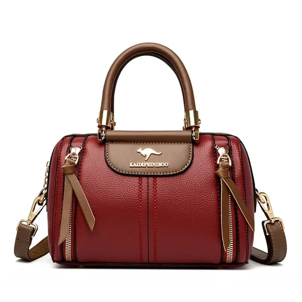 Elegant Soft Leather Boston Handbag with Versatile Design