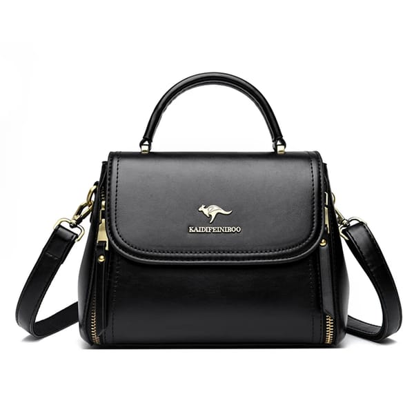 Elegant Soft Leather Handbag with Top Handle and Shoulder Strap