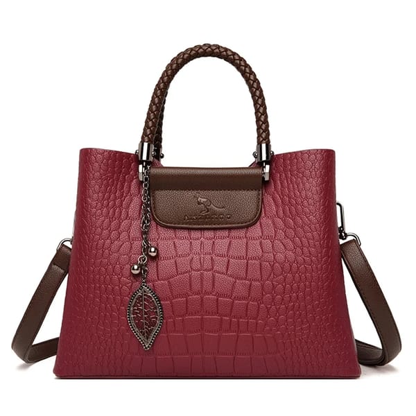 Elegant Genuine Leather Handbag Women Alligator Pattern Crossbody