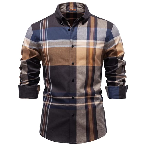 Classic Plaid Shirt for Men Long Sleeve Formal