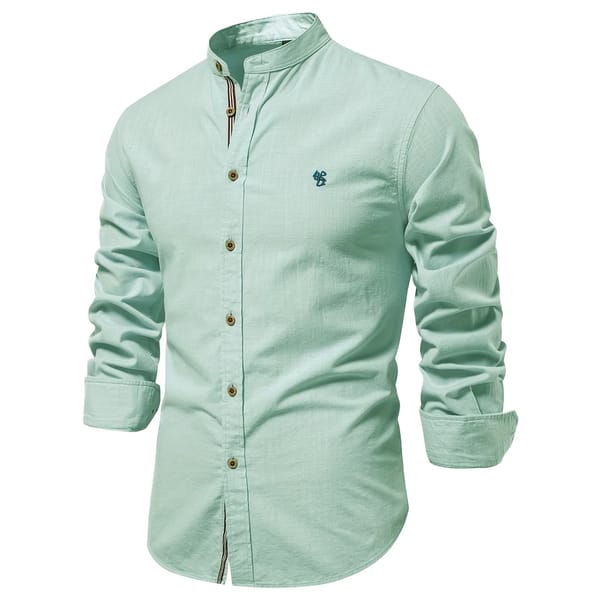 Men’s Long Sleeve Cotton Shirt Classic Solid Color Design