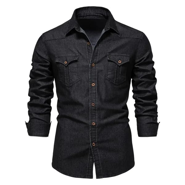 Men's Long Sleeve Cotton Denim Shirt Casual Everyday Wear