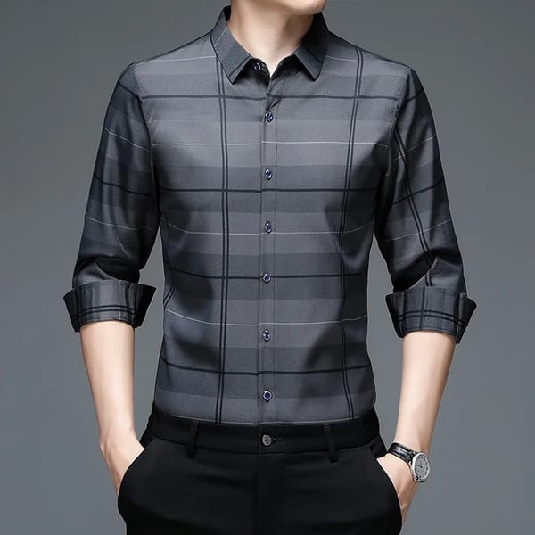 Men’s Printed Long Sleeve Formal Lapel Shirt for All Seasons