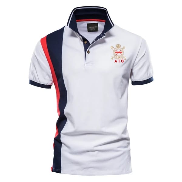 Men’s Casual Cotton Polo Shirt with Embroidered Badge Detail