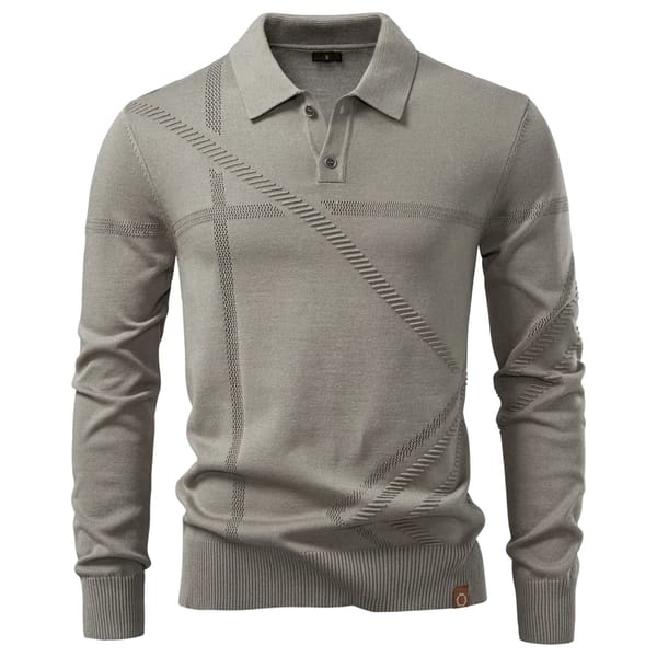 Men’s Long Sleeve Thermal Polo Shirt with Slim Fit