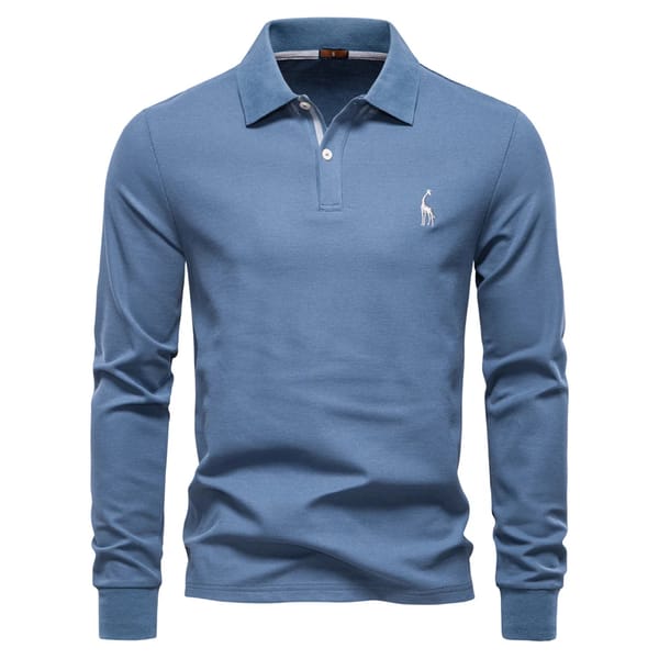Men’s Long Sleeve Polo Shirt with Casual Business Style