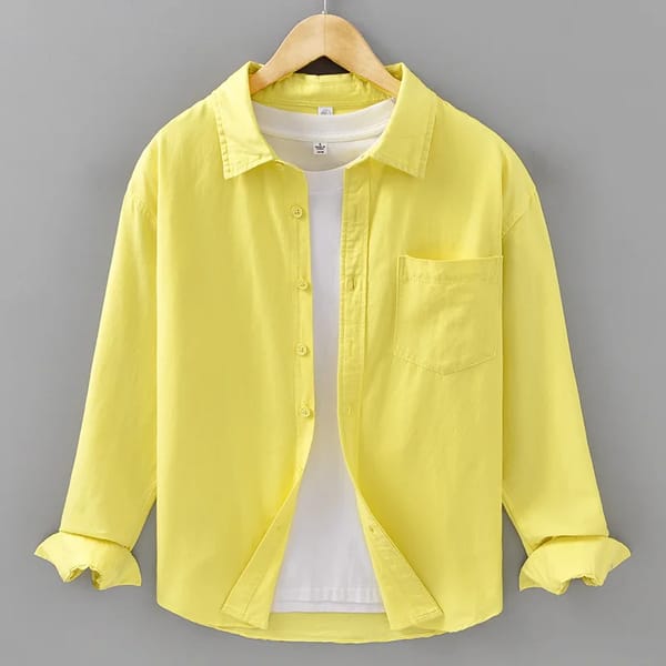 Classic Men’s Long-Sleeve Cotton Shirt for Everyday Smart Casual Wear