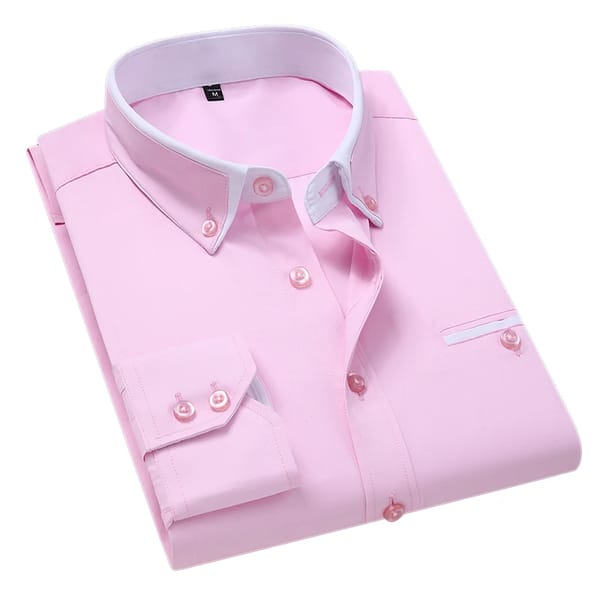 Men’s Long Sleeve Business Shirt with Modern Solid Design