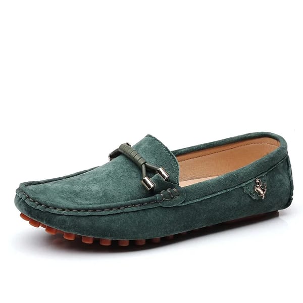 Men’s Breathable Split Leather Loafers with Lace-Up Design