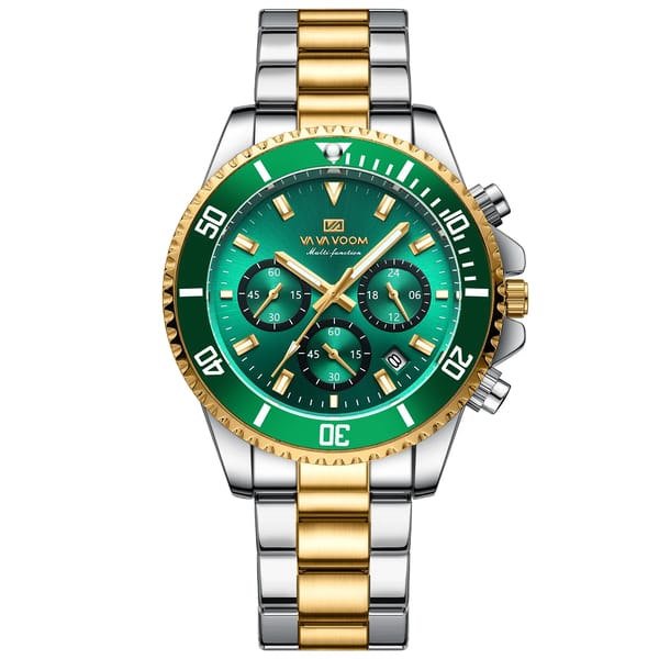 Men’s Stainless Steel Sports Watch with Chronograph and Calendar