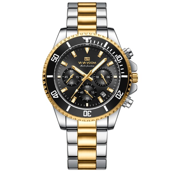 Men’s Stainless Steel Sports Watch with Chronograph and Calendar