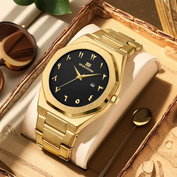 Stylish Stainless Steel Quartz Watch with Calendar and Water Resistance
