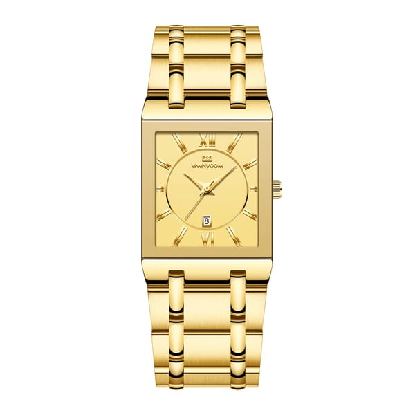 Elegant Square Quartz Watch with Stainless Steel Business Strap