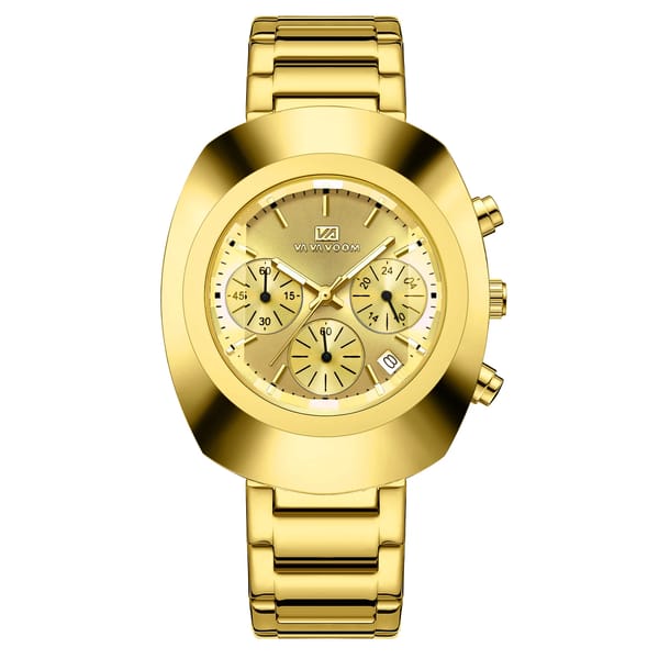 Stylish Oval Dial Quartz Watch with Calendar and Stopwatch