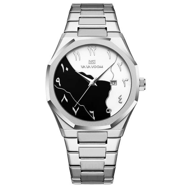 Elegant Stainless Steel Business Watch with Marble Dial Calendar