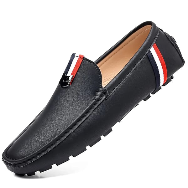 Men’s Breathable Leather Loafers Lightweight Anti-Slip Casual Driving Shoes