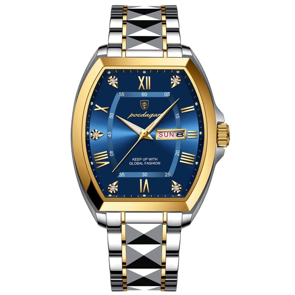 POEDAGAR Luxury Stainless Steel Luminous Waterproof Quartz Watch