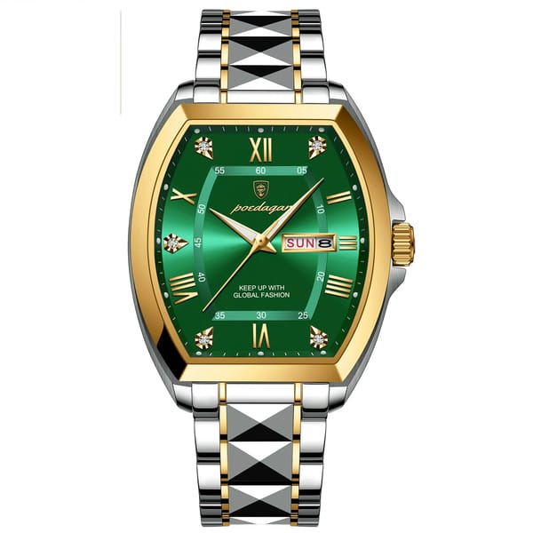 POEDAGAR Luxury Stainless Steel Luminous Waterproof Quartz Watch