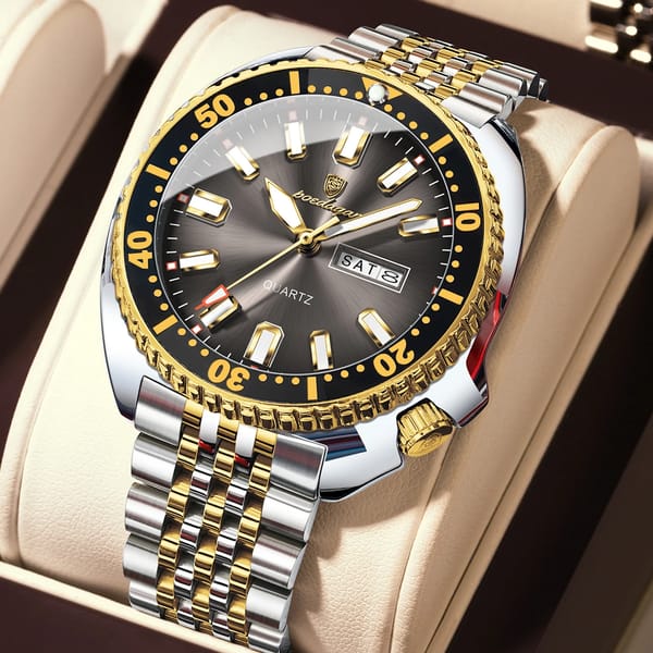 POEDAGAR Luxury Stainless Steel Luminous Quartz Sports Watch