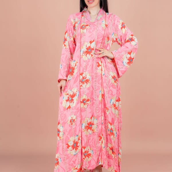 Floral Elegance Collared Jalabiya for Effortless Style