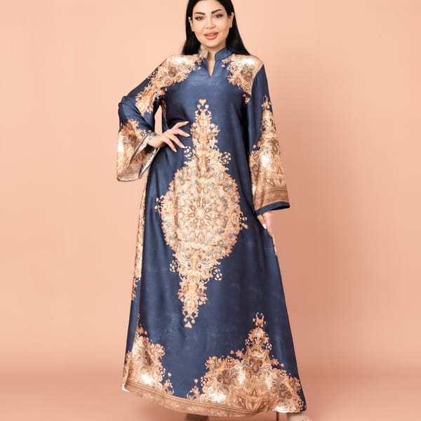 Mandarin Collar Printed Jalabiya