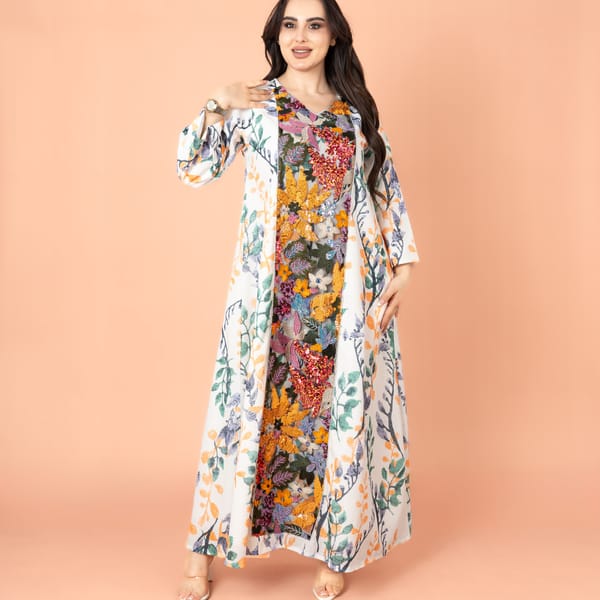 Embroidered Applique Wide Cut Jalabiya