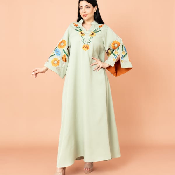 Solid Embroidery Elegant Jalabiya