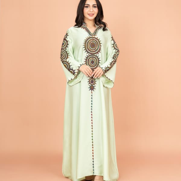 Stylish Solid Jalabiya with Elegant Embroidery