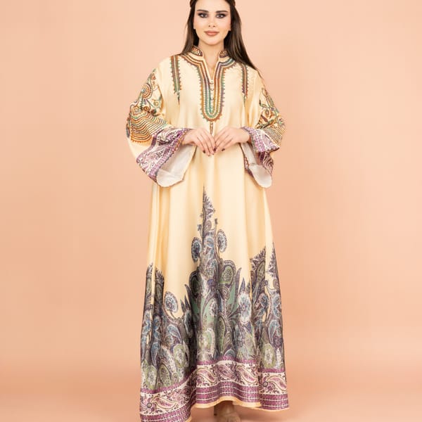 Gleaming Crystal and Print Jalabiya