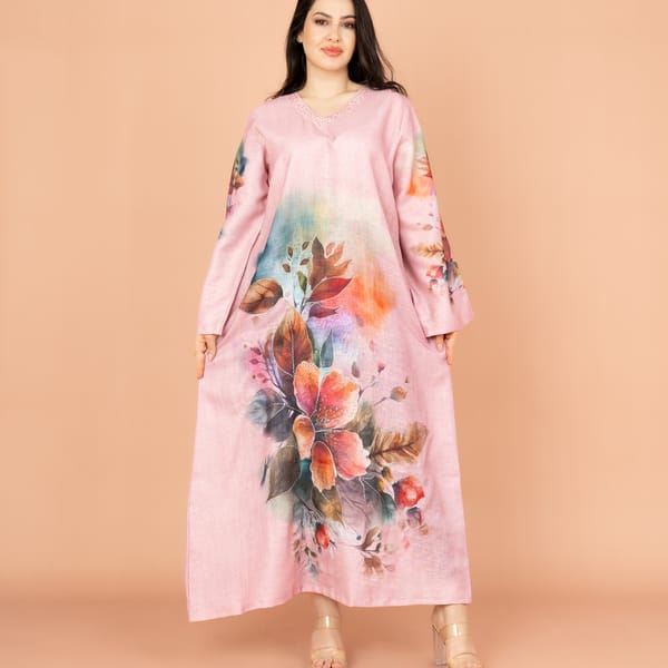 Graceful Floral Embroidered Jalabiya for Elegant Comfort