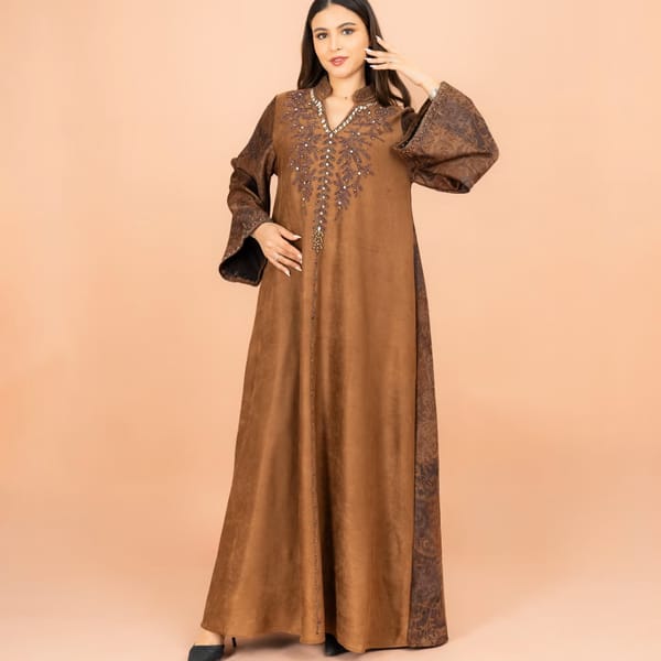 Luxury Beaded Winter Solid Jalabiya
