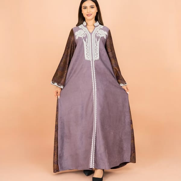 Mandarin Colar White Embroidery Work Winter Jalabiya