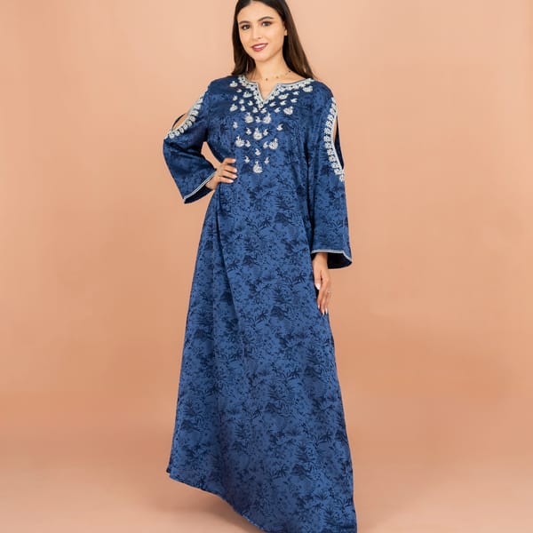 Classic Printed Jalabiya Cold Shoulder Crystal Designs
