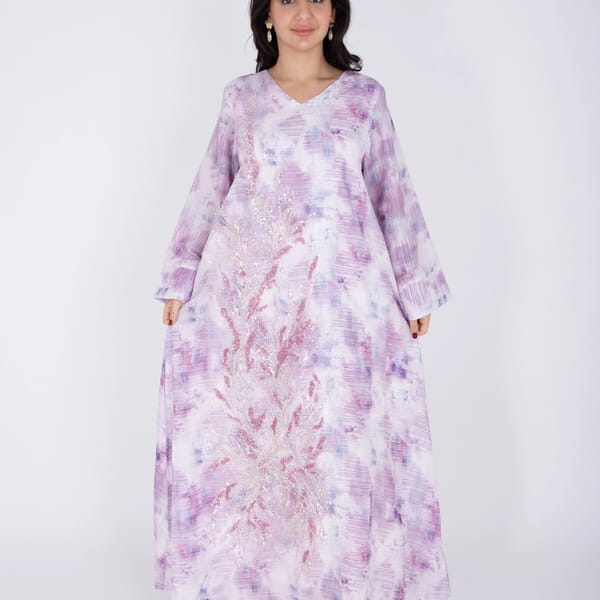 Delicate Design Crystal Embroidery Jalabiya