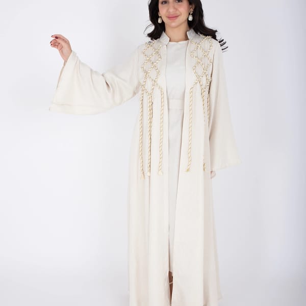 2 Piece Luxury Linen Rope Design Jalabiya