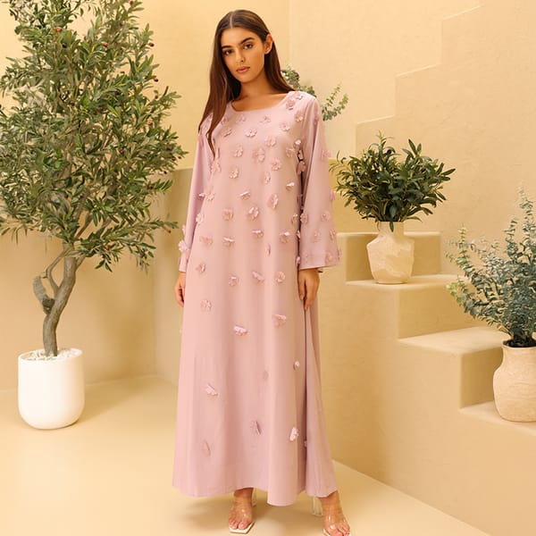 Solid 3D Flowers Elegant Jalabiya