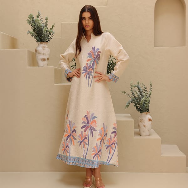 Elegant Printed Jalabiya Palms Design