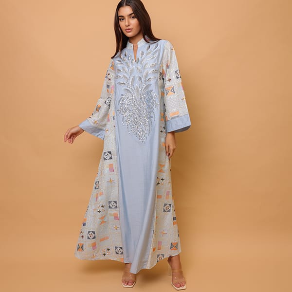 Luxury Geometric Details Sequin Front Jalabiya