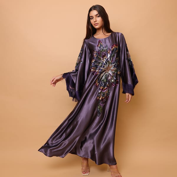 Elegant Shimmer Fabric Big Flower Colorful Design Modern Sleeves