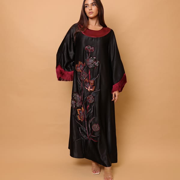 Elegant Shimmer Fabric Floral Design Modern Sleeves