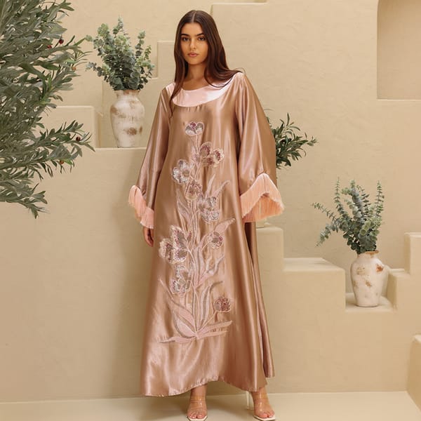 Elegant Shimmer Fabric Floral Design Modern Sleeves