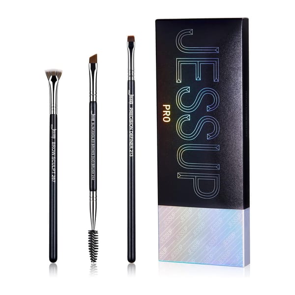 Jessup 3-Piece Brow Brush Set for Powder, Pencil, Gel, Wax