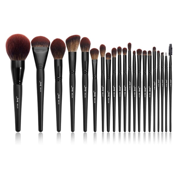 Jessup 21-Piece Complete Black Makeup Brush Set Professional Synthetic