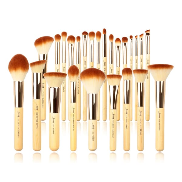 Jessup 25-Piece Bamboo Professional Makeup Brush Set for Face and Eyes