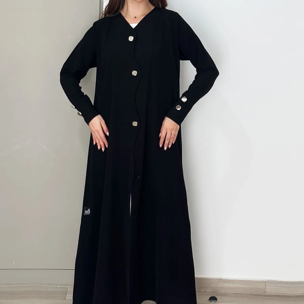 Stylish Abaya With Wavingl Design With Button Style