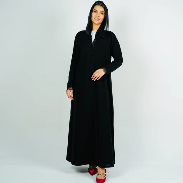 Stylish Elegant Abaya,With Dantel Design And Button Style